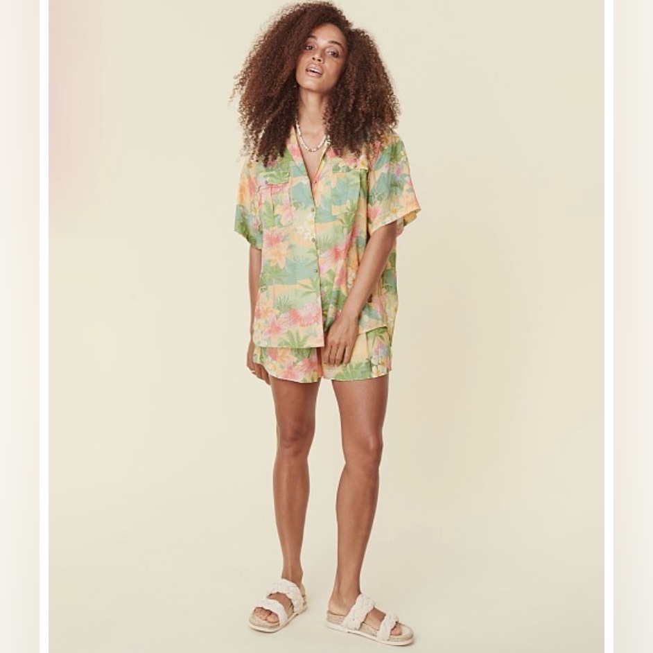 Spell Havana Tropical Linen Shirt & Shorts Set Oversized Fit Boho Resortwear